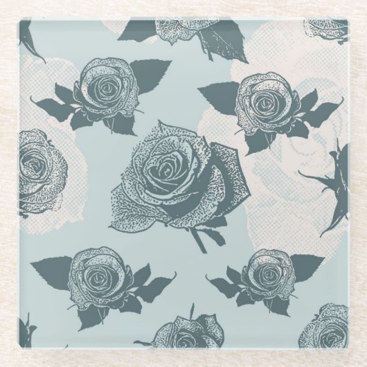 花パターンはとの上がりました ガラスコースター (正面)