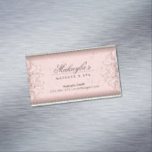 花パターンダマスク織のエレガントでモダンで上品なレトロ マグネット名刺 (インサイチュ)