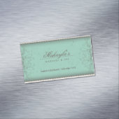 花パターンダマスク織のエレガントでモダンで上品なレトロ マグネット名刺 (インサイチュ)