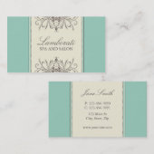 花パターンダマスク織のエレガントでモダンで上品なレトロ 名刺 (正面/裏面)