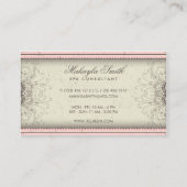 花パターンダマスク織のエレガントでモダンで上品なレトロ 名刺 (裏面)