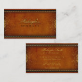 花パターンダマスク織のエレガントでモダンで上品なレトロ 名刺 (正面/裏面)