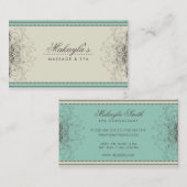 花パターンダマスク織のエレガントでモダンで上品なレトロ 名刺 (正面/裏面)