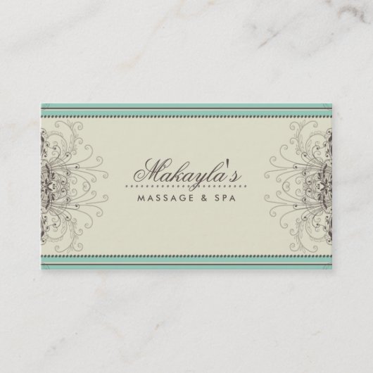 花パターンダマスク織のエレガントでモダンで上品なレトロ 名刺 (正面)