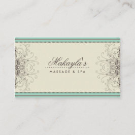 花パターンダマスク織のエレガントでモダンで上品なレトロ 名刺