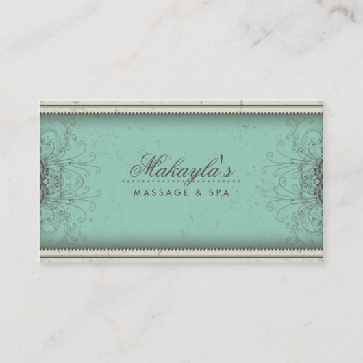 花パターンダマスク織のエレガントなアポイントメントカード 予約カード (正面)