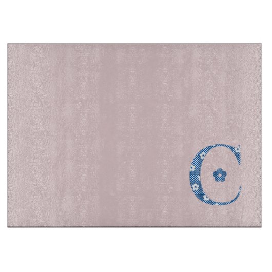 花パターン文字C（青） カッティングボード (正面)