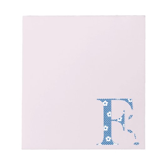 花パターン文字F(青) ノートパッド (正面)