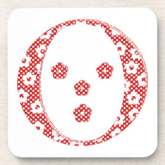 花パターン文字O（赤） コースター