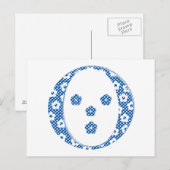 花パターン文字O（青） ポストカード (正面/裏面)