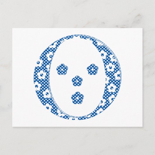 花パターン文字O（青） ポストカード (正面)