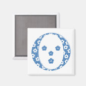 花パターン文字O(青) マグネット (正面/裏面)