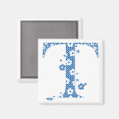 花パターン文字T(青) マグネット (正面/裏面)