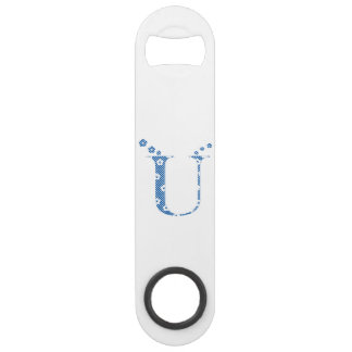 花パターン文字U（青） スピード栓抜き