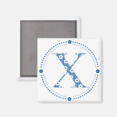 花パターン文字X(青) マグネット (正面/裏面)
