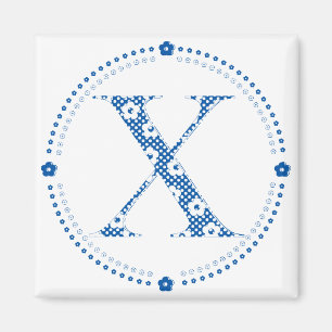 花パターン文字X(青) マグネット
