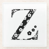 花パターン文字Z ガラスコースター (正面)