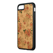 花パターン木のiphone CarvedウッドiPhoneケース (左)