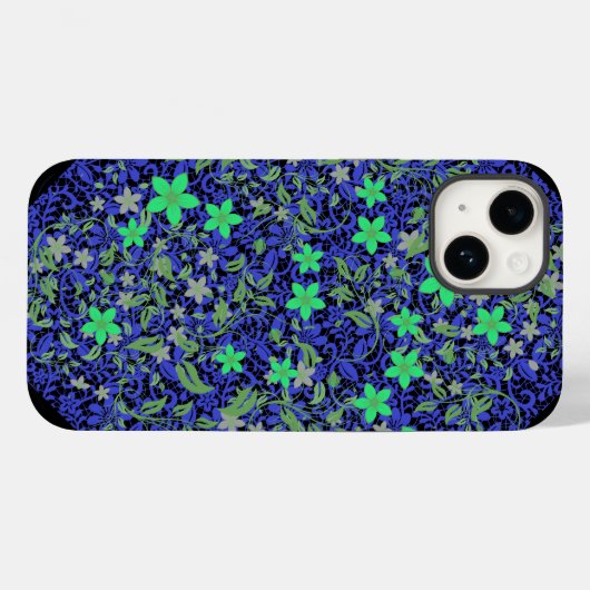 花パターン08.b黒BG Case-Mate iPhoneケース (裏面 (横))