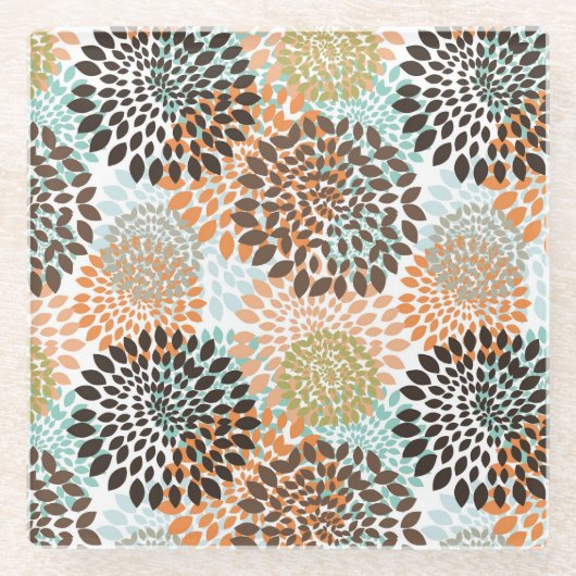 花パターン10 ガラスコースター (正面)