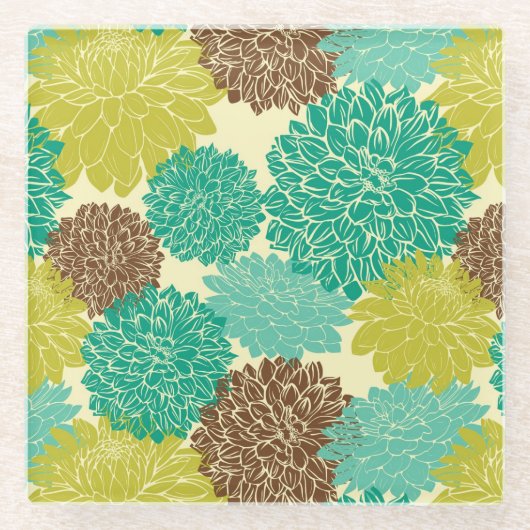 花パターン11 ガラスコースター (正面)