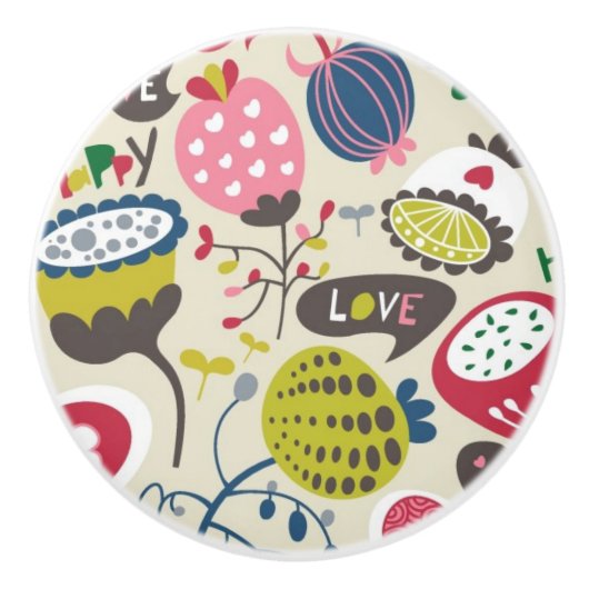 花パターン14 セラミックノブ (正面)