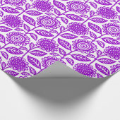 花パターン280313 -白の紫色 ラッピングペーパー (角)