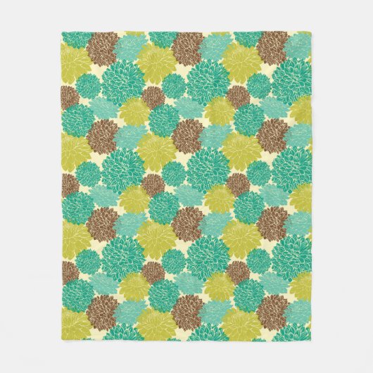 花パターン2 フリースブランケット (正面)