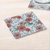 花パターン3 スクエアペーパーコースター (アングル)