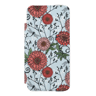 花パターン3 iPhone SE/5/5sウォレットケース