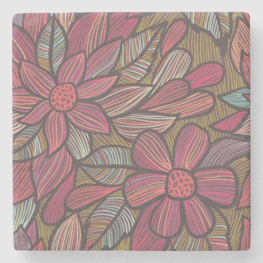 花パターン4 ストーンコースター (正面)