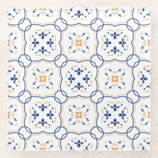 花パターン5 ガラスコースター (正面)