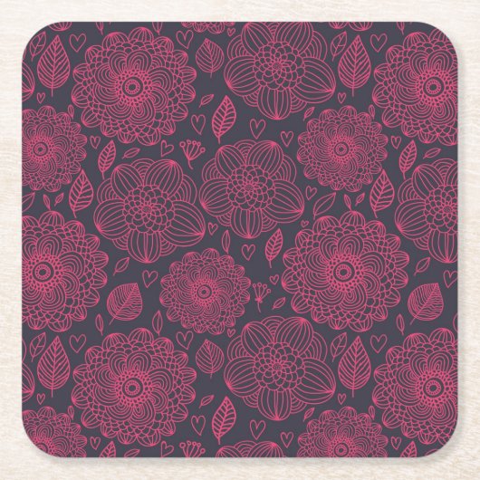 花パターン5 スクエアペーパーコースター (正面)