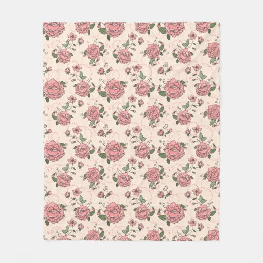 花パターン5 フリースブランケット (正面)