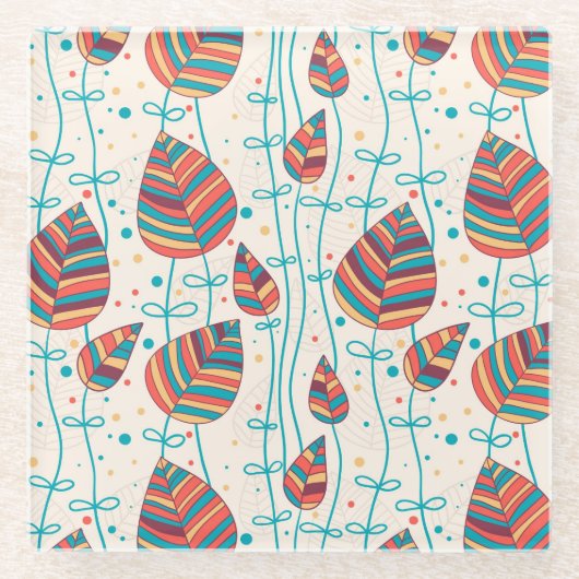 花パターン5 2 ガラスコースター (正面)