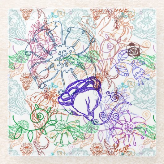 花パターン9 ガラスコースター (正面)