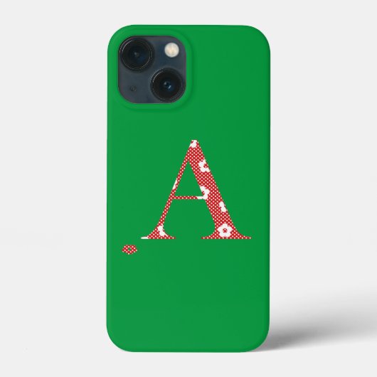 花パターン(の模様が)ある文字A (赤とドット)大文字i Case-Mate iPhoneケース (裏面)