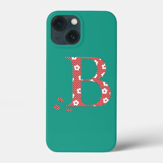 花パターン(の模様が)ある文字B(赤とドット) Case-Mate iP iPhoneケース (裏面)