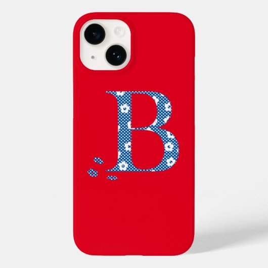 花パターン(の模様が)ある文字B(青とドット)大文字i Case-Mate iPhoneケース (裏面)