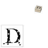 花パターン(の模様が)ある文字D ラバースタンプ (押印)