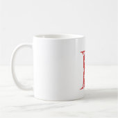 花パターン（の模様が）ある文字E赤とドット) コーヒーマグカップ (左)