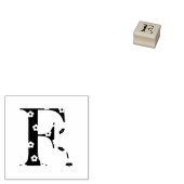 花パターン（の模様が）ある文字F ラバースタンプ (押印)