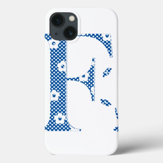 花パターン(の模様が)ある文字F(青と点) Case-Mate iPhoneケース (裏面)