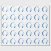 花パターン（の模様が）ある文字G（青と点） ラッピングペーパー (フラット)
