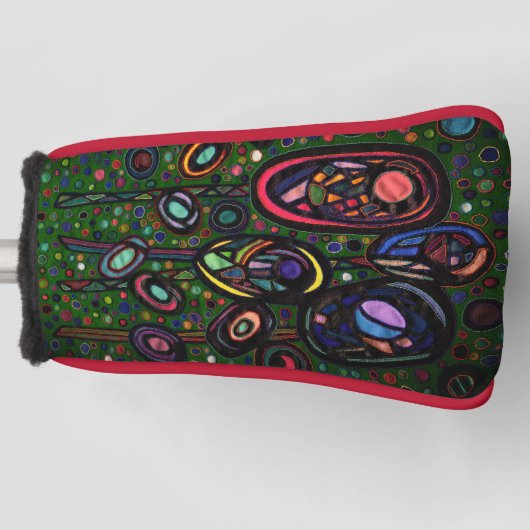 花パターン（の模様が）ある花 ゴルフヘッドカバー (正面)