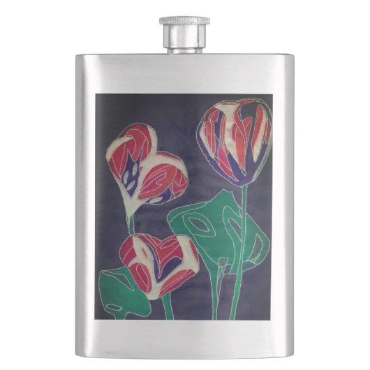 花パターン（の模様が）ある花 フラスク (正面)