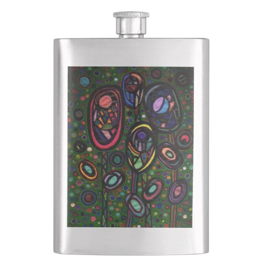 花パターン（の模様が）ある花 フラスク (正面)