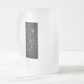 花パターン（の模様が）ある花 フロストグラスビールジョッキ (正面左)