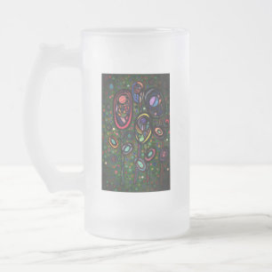 花パターン(の模様が)ある花 フロストグラスビールジョッキ