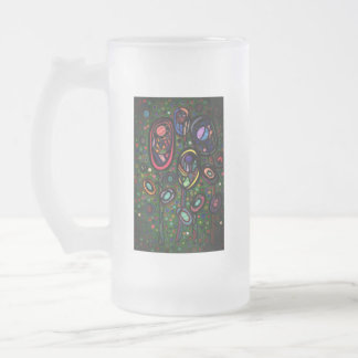 花パターン(の模様が)ある花 フロストグラスビールジョッキ